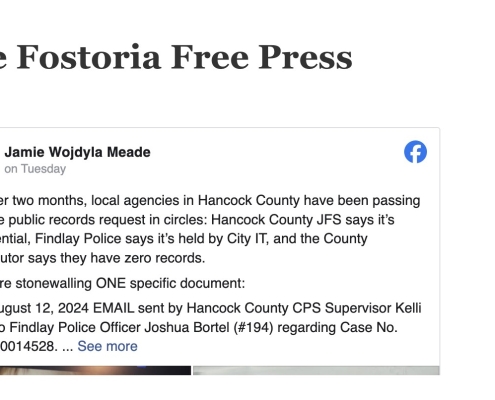Fostoria News Hancock County police document about rib fractures and case details.
